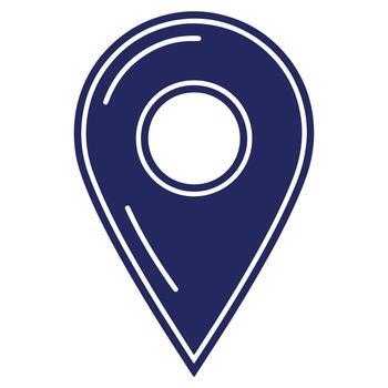 Dark Blue Map Pointer Icon Location Symbol Graphic Representation for Navigation and Positioning Applications on White Background vector
