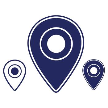 Set of location pin icons in various sizes denoting geographical positioning navigation and map marker concepts on a white background vector