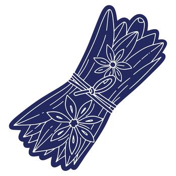 Artistic illustration of a bundle of cinnamon sticks tied with twine for cooking and spice concepts vector