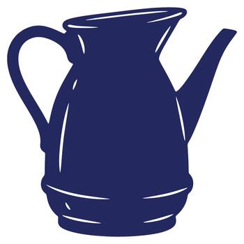 Elegant Blue Pitcher Silhouette with Handle and Spout on White Background for Culinary Designs and Beverage Concepts vector