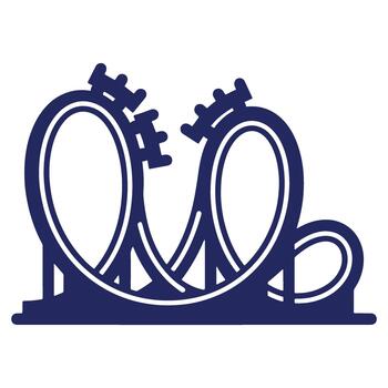 rodillo portavasos silueta icono con emocionante bucles y moderno diseño Perfecto para diversión parque marca y gráficos vector