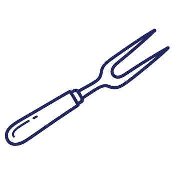 Elegant carving fork illustration for kitchenware product pages and culinary blog posts with simple clean design vector
