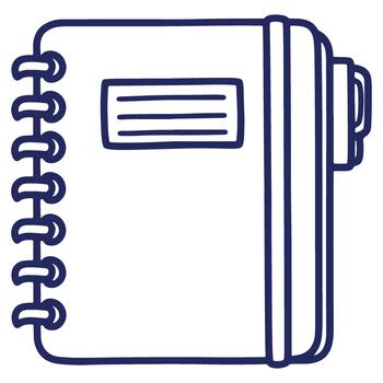 estilizado cuaderno con anillo Unión y blanco etiqueta ilustración para Nota tomando y organización aislado en blanco antecedentes vector