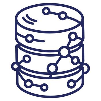 Database Icon with Connected Nodes Symbolizing Data Network and Information Technology Structure Represents Secure Data Storage vector