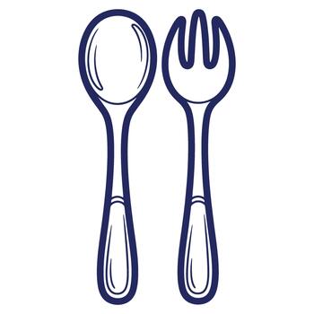 elegante servicio conjunto ilustración de un cuchara y tenedor para culinario diseño proyectos y restaurante menús representando comida esenciales vector