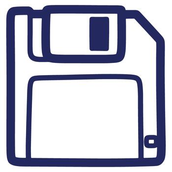 Isolated Floppy Disk Outline Illustration for Vintage Technology Concepts and Data Storage Solutions in Navy Blue vector