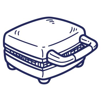 Isometric waffle maker illustration creating a tasty breakfast food item ready for cooking waffles at home with style and simplicity vector