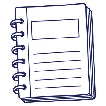 Notebook with spiral binding and blank rectangle for text graphic organizer in blue illustration stationery item for note taking vector