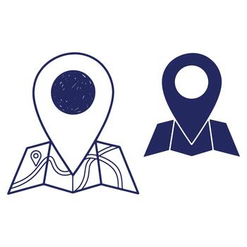 Location pin icons in blue art for navigation and mapping applications symbolizing direction and travel adventure concept design element vector