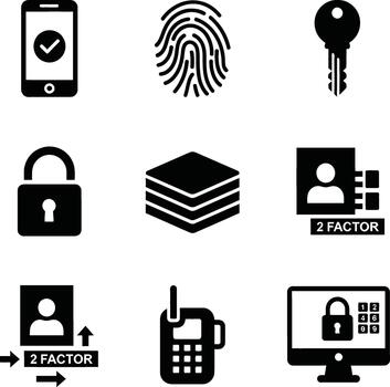 Collection of security and authentication icons for digital and physical access vector