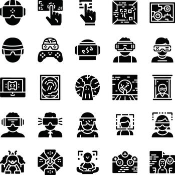 colección de íconos representando virtual realidad y aumentado realidad tecnología vector