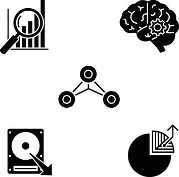 Collection of icons representing data analysis artificial intelligence and technology vector