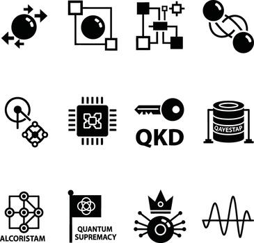 conjunto de moderno tecnología y seguridad íconos en negro y blanco vector