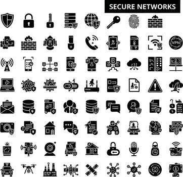 colección de seguridad y red íconos para digital proteccion vector