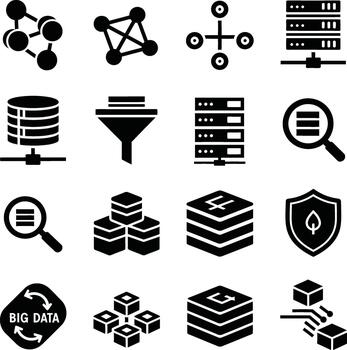 colección de íconos representando datos Ciencias y tecnología conceptos vector