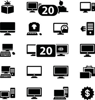 Collection of computer icons and technology symbols vector