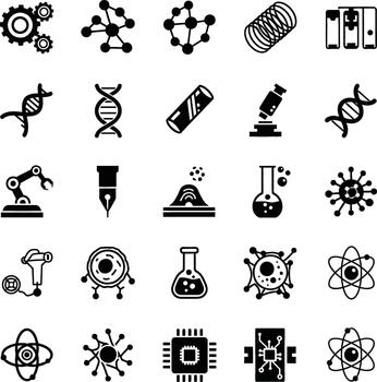 Collection of science and technology icons for research and innovation vector