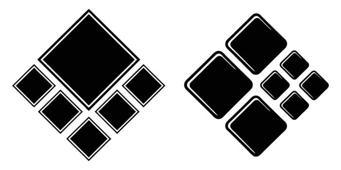 Abstract geometric diamond patterns sharp-edged and rounded corner shapes vector