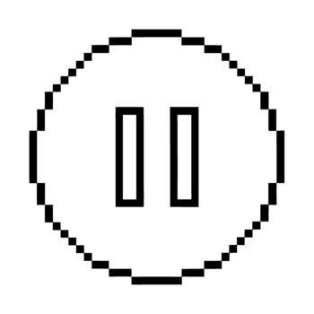 Pixelated pause icon in black outline, minimalist digital interface element for media player or online streaming control ui vector