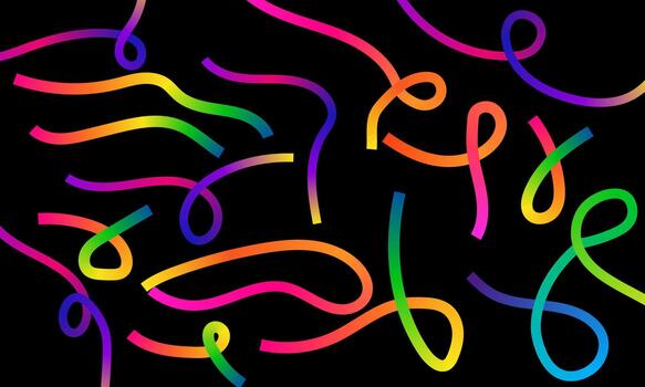 Abstract Colorful Gradient Lines on Black Background Seamless Pattern Design vector