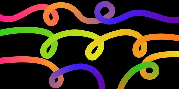 Colorful ribbons floating in abstract design on dark background image vector