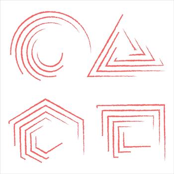 resumen geométrico formas con un bruto, pincelada textura en sombras de rojo, representando un variedad de formas vector