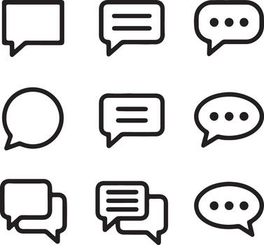 Diverse collection of speech bubble icons for communication and messages vector