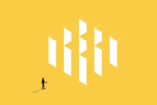 Search for solution business concept. concept of overcoming challenge, obstacle, success. vector