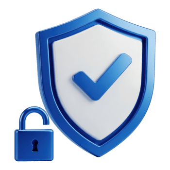 scudo con segno di spunta e lucchetto per sicurezza isolato su trasparente sfondo png