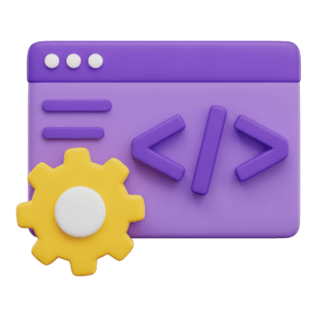 roxa código janela com amarelo engrenagem dentro estúdio tiro png