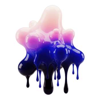 Abstract gradient blob with drips, 3d rendering png