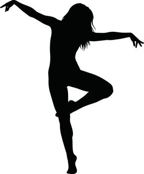 Silhouette of a graceful dancer in a dynamic pose against a white background vector