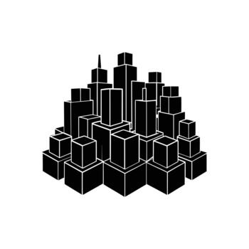 resumen bloquear ciudad horizonte 3d geométrico icono vector