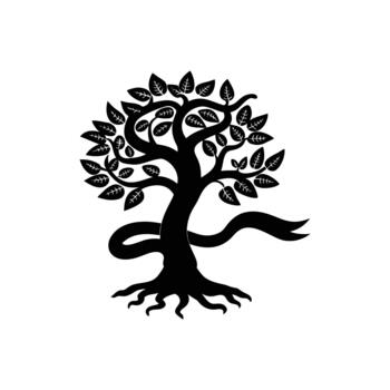 Tree of Life with Snake or Ribbon Mythology Icon vector