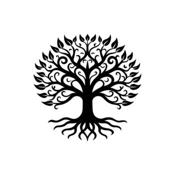 Intricate Circular Tree of Life Symbol Icon vector