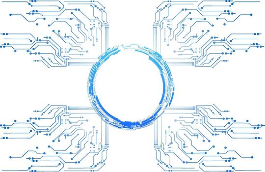 resumen digital circuito diseño con azul líneas y circular centrar adecuado para tecnología temas y antecedentes vector