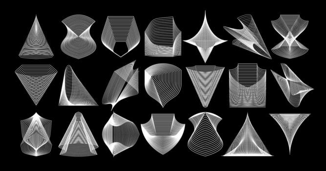 Technology stripe line structure abstract logo set vector