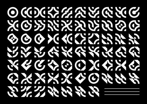 Modern line curve abstract shape pattern icon set vector