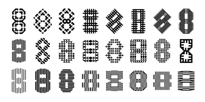 Bundle of ornament abstract number 8 logo design vector