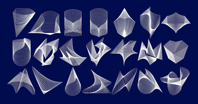 Digital motion line wireframe abstract logo set vector