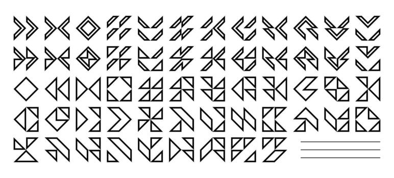 Modern outline triangle abstract icon design set vector