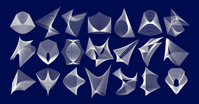 Cyberspace abstract wireframe line motion logo set vector