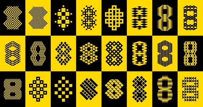 Digital modern pixel abstract number 8 logo set vector