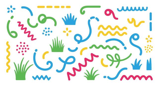 A colorful pattern of different shapes and lines vector