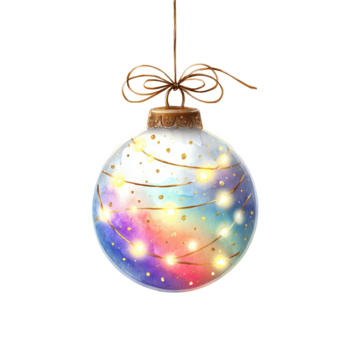 bellissimo acquerello ornamento sospeso a partire dal un' corda con morbido luci e spruzzi di colore png