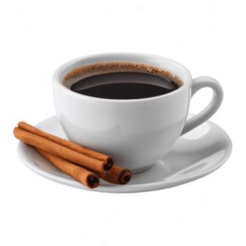 schwarz Kaffee Tasse mit Zimt Stöcke isoliert auf transparent Hintergrund png