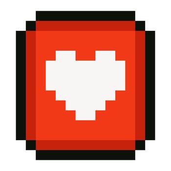 Bright red pixel heart icon in retro 8 bit style isolated on white background vector