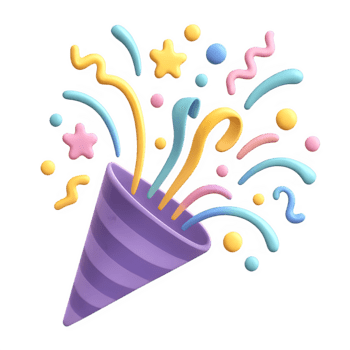 3D Render of Exploding Party Popper with Colorful, Bubbly Confetti and Streamers on a Solid Grey Background, Symbolizing Celebration, Joy, and Special Occasions png