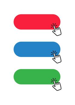 Click blank button with hand pointer clicking icon set stock illustration vector