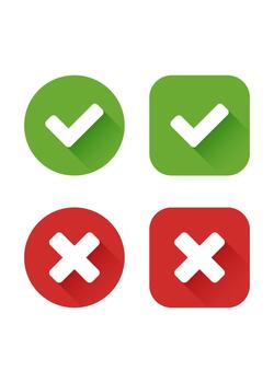 Set of crosses and check marks isolated on white background vector